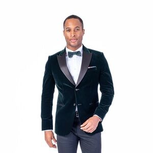 STRAUSS RED LABEL - Solid Velvet Peak Lapel Blazer - Hunter Green - Size 38S